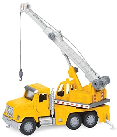 Driven Micro Kran 19 cm mit ausfahrbarem Arm, Lichtern und Tönen – Polizei Spielzeugauto mit Geräuschen, Funktionen – Spielzeug Auto ab 3 Jahren, Gelb