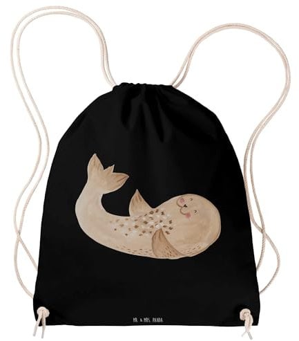 Mr. & Mrs. Panda Sportbeutel Robbe Liegen - Geschenk, Ostsee, Robben, Beutel Rucksack, Turnbeutel Baumwolle, Gute Laune, Tiere, Tiermotive, Gymsack,