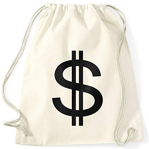 MoonWorks® Turnbeutel Dollar-Zeichen Symbol Money Bag Geldsack Natur Unisize
