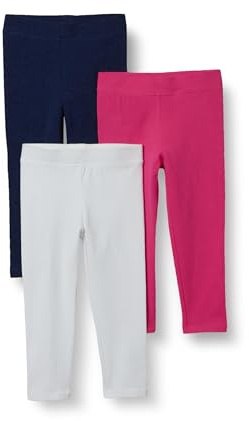 Amazon Essentials Legging Fille, Lot de 3, Bleu Marine Chiné/Framboise/Blanc, 4 Ans