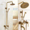 Retro Duschset, Antik Messing Duschsystem, Wasserhahn Messing Antik Mit Höhenverstellbar Umfassen Handbrause, Duschkopf und Dusche Armatur