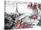 Startonight Bilder Pariser Terrasse Schwarz Weiß Rot - Leinwandbilder Moderne Kunst - Städtisch Wanddeko Kunstdrucke, Wandbilder XXL Wohnzimmer Groß Wand Bild 80 x 120 cm, Tag Nacht Effekt, Elegante