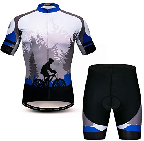 Radtrikot-Set für Herren, atmungsaktiv, Fahrradanzug, Mountainbike-Kleidung, MTB-Trikot, schnell trocknend, 18, M