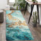 Uphome Türkiser Marmor-Läufer, 60x180 cm, Samt, Used-Look, Überwurf, Teppich, abstrakt, goldfarben, rissige Wirbel, Bodenteppich für Badezimmer, Wohnzimmer, Schlafzimmer, Wäsche, Veranda, 61x180 cm
