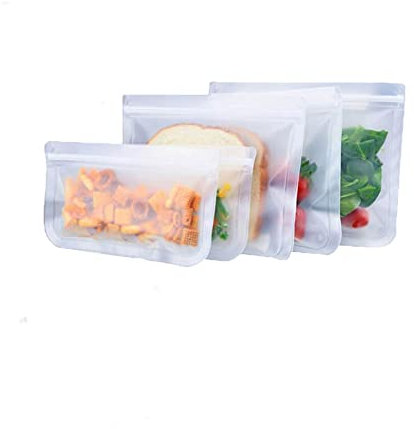 Bolsas de congelador reutilizables, Ziplock FOURPROBLE PEVA Bolsos Congelador para líquidos Carne Sándwich Snack Snack Lugar de viaje Organización de origen 15pcs (S + M + L)