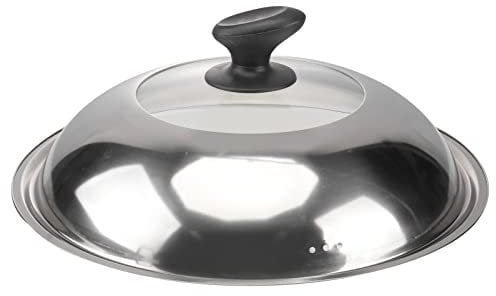 Cabilock Frying Pan Lid Stainless Steel Cooking Pot Lid Universal Lid for Cooking Pot, Frying Pan, Saucepan, Anti Oil Splashing Thicken Round Pot Cover Protector Kitchen Tool 30CM/ 34CM/ 38CM Pan Lid