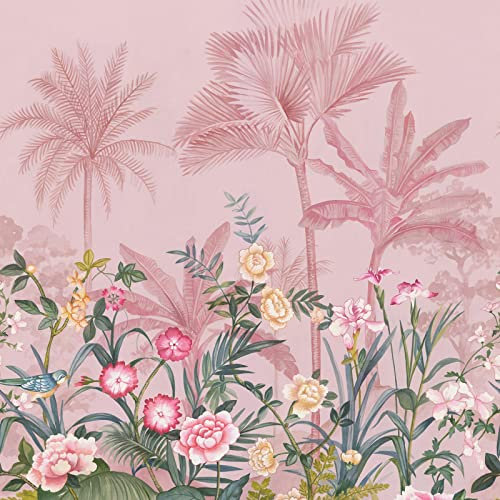 Holden Palm Tree Paradise Wall Mural Tropical Flowers Blush Pink 99383