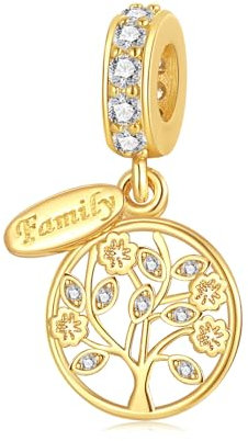 PHCLASY Family Tree Charms Anhänger Mond Geburtsstein Bead Charms für Damen Geburtstag Charm Silber 925 Kompatibel mit Armbänder und Halskette,Geschenk für den Muttertag der Frauen…