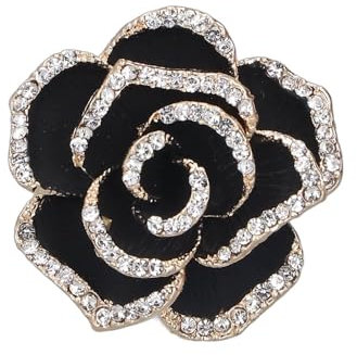 Agatige Broche en Strass, Broche en Forme de Fleur ornée de Strass pour Banquet, Mariage, Fournitures Quotidiennes de Bijoux(Le Noir)