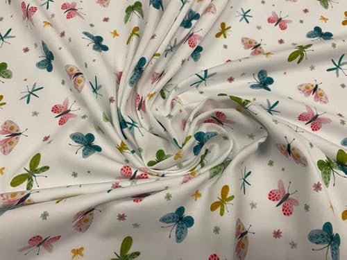 French Frottee Stoff Schmetterling Strickstoff Kinderstoff 100% Baumwolle Stoff Meterware 1 Meter x 150 cm