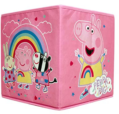 Character World Peppa Pig Officially Licensed Storage Boxes | 2 pack Foldable Storage Cubes Drop Design | Perfect For Organising Children's Room, Kids Playroom