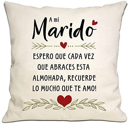 Bommex Regalo de Esposo a Esposa Espero Que Cada Vez Que Abraces Este Cojin Te Recuerde Cuanto Te Amo Funda de Cojin para Esposo Cumpleaños San Valentin Aniversario Navidad(Marido)