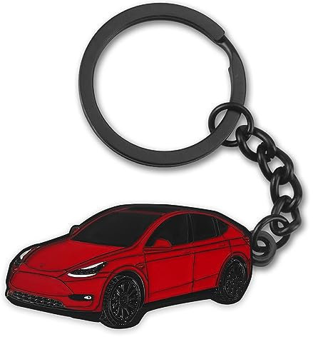 glahorse Für Tesla Model Y Schlüsselanhänger,Für Tesla Model Y Zubehör,Für Tesla Model 3 Model S Model X Model Y,Metall Schlüsselanhänger, Rot/Ausflug, einfarbig (Getaway Solids), 5*2.5*1cm