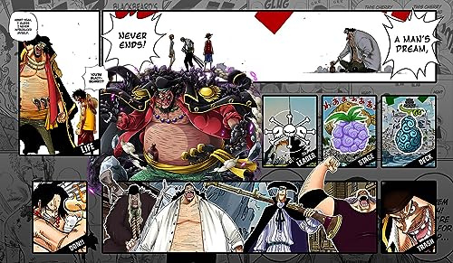 WAIFUWORLD SHOP One Piece Spielfeld Blackbeard (Marshall D. Teach) Spielmatte mit Zonen | Playmat kompatibel mit dem One Piece Trading Card Game | Kartenspielmatte im Blackbeard Motiv