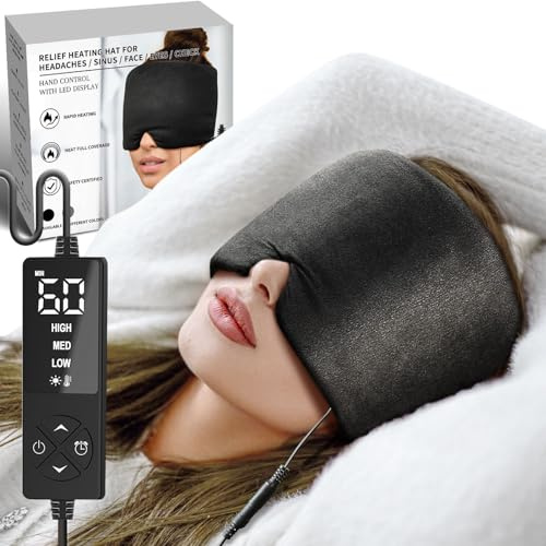 sticro Extra große, feuchte Wärme-Sinus-Maske, wiederverwendbar, warme Kompresse, beheizte Augenmaske, Gesichtsheizkissen, Augenkissen für Druckentlastung der Nebenhöhlen, trockene Augen, Migräne