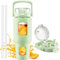 HYDRAGLAZIC 1200ML Botella Agua de Vidrio, Botella Agua Cristal Asa y Funda de Silicona, Borosilicato sin BPA con Marcador de Tiempo Inspirador,Verde