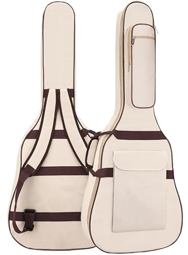 SUQ Borsa impermeabile Oxford per chitarra, 40/41pollici Custodia per Chitarra Classica, Chitarra Acustica in Tessuto Oxford con Tasca per Leggio Musicale, Doppia Cinghie da Spalla Regolabile (Bianco)