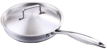 Molinter Edelstahl Bratpfannen Unbeschichtete Pfanne Antihaft Edelstahlpfanne Mit Deckel Zwischenschicht aus Aluminium für Alle Herdarten (26cm)