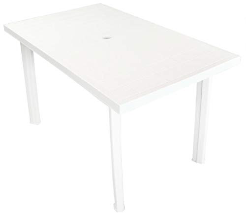 Coavain Gartentisch Kunststoff Beistelltisch Garten-Esstisch Kaffeetisch Bistrotisch Balkontisch Outdoor Tisch stilvoll und praktisch wetterfes pflegeleicht Weiß 126x76x72 cm