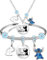 GoPaw Cartoon Schmuck Set, Cartoon Halskette Armband Niedlichen Buchstaben A-Z Geschenke Verstellbares armband für Mädchen (P)