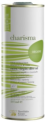 Charisma Huile d'Olive Extra Vierge Biologique Grecque de Crète Étain, 500 ml - Extraction à Froid