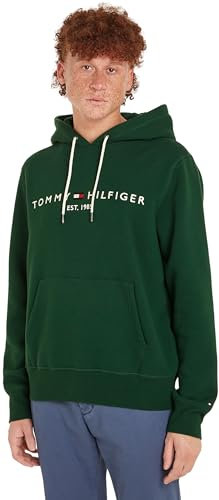 Tommy Hilfiger Sudadera Hombre Tommy Logo con Capucha, Verde (Ornamental Green), 3XL