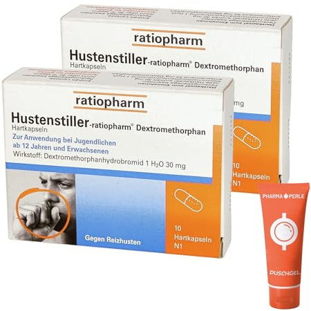 Hustenstiller ratio 2 x 10 Kapseln trockener Reizhusten unproduktiver Husten I Sparset mit Pharma Perle give-away