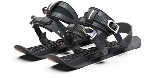 Snowfeet PRO - Mini Short Ski Skates for Snow | Ski for Winter Shoes | Short Snowskates Snowblades Skiboards | The Real Original (Schwarz)