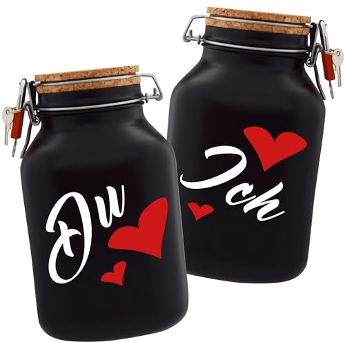 Spardosen Set Du/Ich Geld Geschenk Idee Schwarz XXL