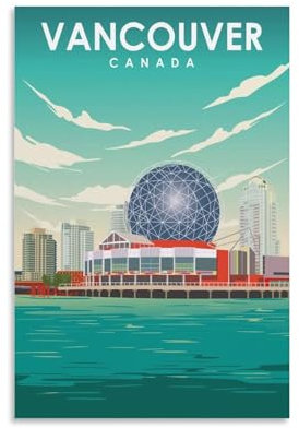 Jdheeh Vintage-Poster auf Leinwand, Motiv: Vancouver, Kanada, Wanddekoration, 20 x 30 cm