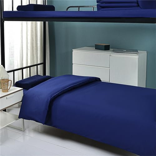 Odot Bettwäsche-Sets 150x210cm, 3 Teilig Bettbezüge und Spannbettlaken mit 1 Kissenbezüge, Superweiches Mikrofaser Bettbezüge mit Reißverschluss für Schulwohnheime (150x210cm,Marineblau)