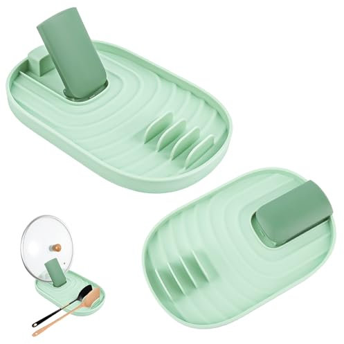 2 Pièces Repose Cuillère en Silicone,Repose Ustensiles,Porte Couvercles,Porte-Couvercle Pliable Repose Cuisine Support Couvercle,Pose Ustensiles,Pour les Couvercles,les Spatules