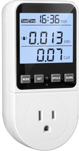 Upgraded Watt Meter, Watt Usage Meter Plug Home Energy Monitor Consumption, Electricity Usage Monitor, Energy Voltage Amps Kill Tester with Backlight, Overload Protection, 8 Modes Display