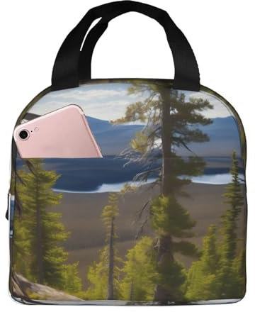 SABFWF Isolierte Lunchtasche, Motiv: Elch, Bergkieferbaum, Unisex, hochdichtes Oxford-Gewebe, Lunchbox-Tasche, für Erwachsene