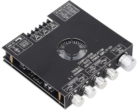 Placa Amplificadora Bluetooth TPA3255 con Subwoofer 2, 1 Canales 2X220W + 350W Control de Perilla Múltiples Entradas para Tienda de Cine en Casa