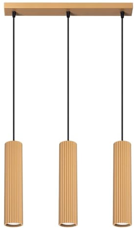 SOLLUX lighting Hängelampe Pendelleuchte Hängeleuchte Deckenlampe Lampe Decke Aluminium 3 Flammig 45 x 5,6, x 98 cm Karbon Gold
