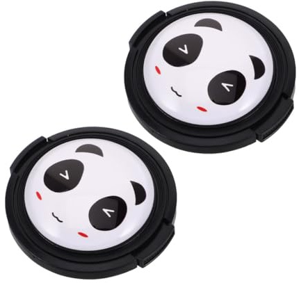 LIFKICH Objektivdeckel Strukturierte Pinch Form 52mm mit Pandamotiv 2 Stück aus Kunststoff Vielseitig Einsetzbar für Outdoor Fotografie und Reisen