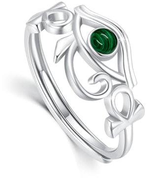 Auge Des Horus Ring 925 Sterling Silber Malachit Ring Verstellbarer Ägyptisches Ankh Amulett Horus Auge Schmuck Geschenk Für Frauen Mädchen