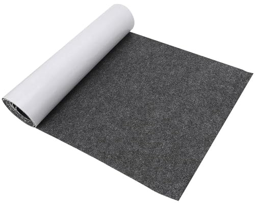 Gohytal Feutrine Autocollante 20x200cm, Gris Foncé Feutrine Adhesive, Rouleau Feutrine Adhesive,Tissu Feutre epaisse 1mm, Feutrine Autocollante Pour Doublure de Boîte, Cadre Photo, Pied de Chaise, DIY