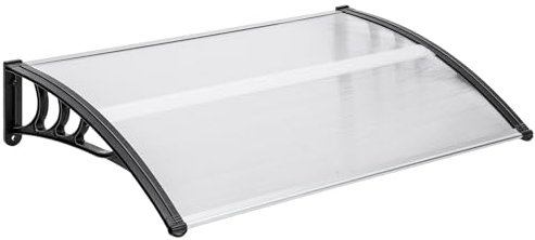 CROWNSHOP Door Canopy Waterproof Front Door Canopy 120x80x23cm Outdoor Awning Garden Canopies Rain Awning Suitable for Door Porch Outdoor Roof (Black)