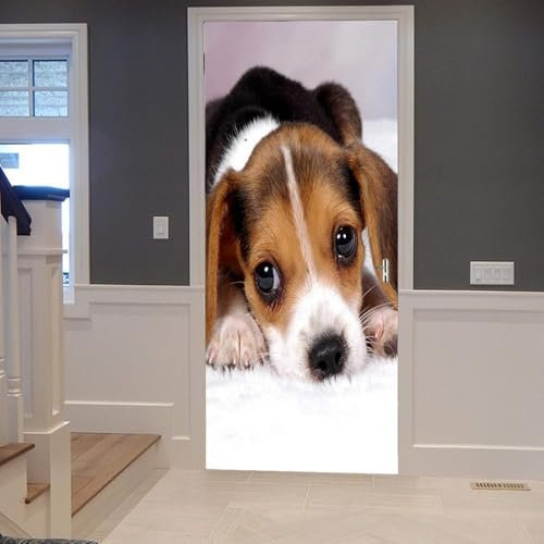 Türbekleben Hund Türtapete, Selbstklebend TürPoster Hund Türbilder, 3D Fototapete Türfolie Poster Tapete Türaufkleber Tür Tapeten 86 x 200 cm q.2376