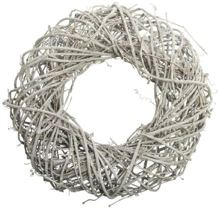 Decpero Holzkranz I Ø 35 cm I Weiss gekalkt I Weinrebenkranz