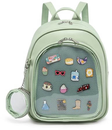 CHERRY SAUCE Kawaii-Rucksack aus PU-Leder, ästhetisch, niedlich, mit Anstecknadel