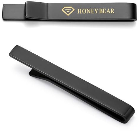HONEY BEAR 2.12/2.36 Homme Pinces à Cravate pour la Taille Normale Cravate Décoration 5.4cm/6cm (Noir 6cm)