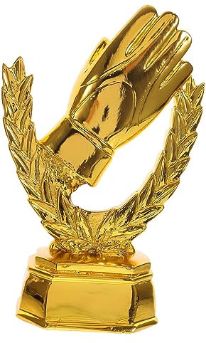 Toyvian Goldhandschuh-Trophäe Fußball-Trophäe Trophäenpreis Desktop-Handschuh-Trophäe dekoratives Trophäendekor Trophäenfußball Preistrophäe Harz Golden