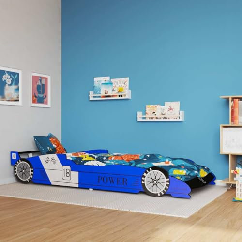HOMEELIKE Kinder Rennwagen-Bett 90x200 cm Blau