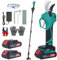 Secateur Electrique avec perche Télescopique: 2 m Perche Télescopique avec Écran,15/25/40mm réglage à 3 vitesses, 2 * 2.0Ah Batteries-pour la Taille, le Jardinage, les Arbres Fruitiers et le Vignoble