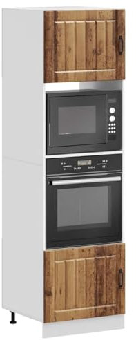 Brokky 3315049 Oven Cabinets 2 pcs Lucca Old Wood Engineered Wood Kitchen Base Oven Cabinet,Base Kitchen Unit