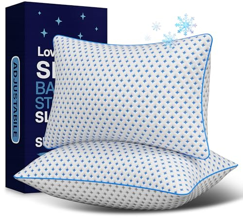 LOVELYREST Memory Foam Pillows 2 Pack – Adjustable Loft Cooling Pillows King Size Set of 2 for Sleeping, Firm, Supportive, and Breathable Design for Hot, Side, Back, and Stomach Sleepers