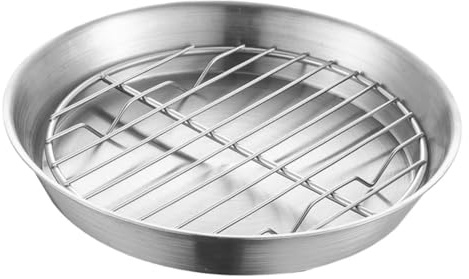 TOYANDONA Grillplatte Aus Edelstahl 304 Rund 16cm Mit Ölabfluss Grillrost Und Backblech Für Vielseitiges Bbq Und Backzubehör